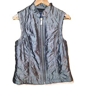 Westbound padded vest Women's small Silver gray pockets zipper Fall winter shiny